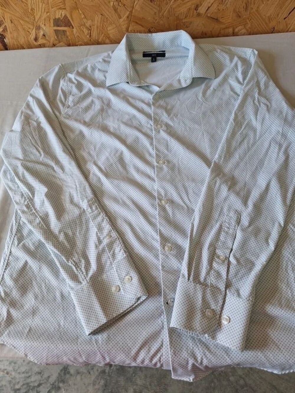 Bonobos Performance Shirt Mens Size XL Slim Fit Nylon Blend White w/ Blue Dots